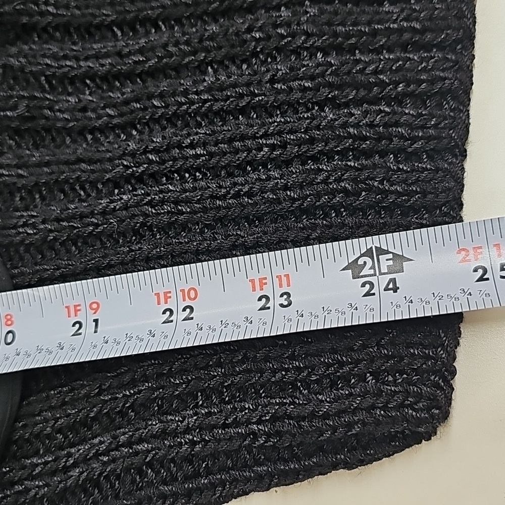 Vtg 90s Magnolia Black Faux Wrap, Beaded Scarf, Deep Vneck Sweater, Size Med - Picture 14 of 14